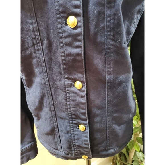 Denim & Company Women's Blue Cotton Buttons Front Long Sleeve Casual Jacket L - Picture 4 of 12